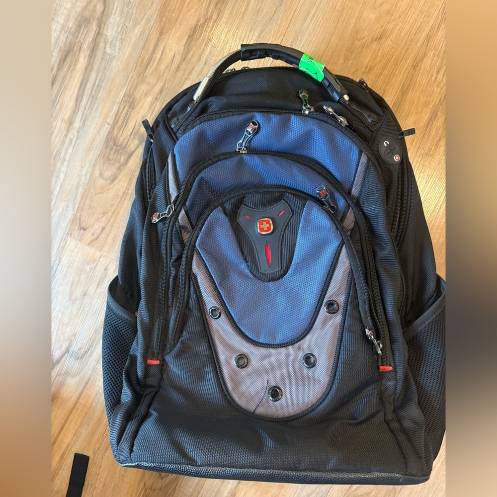 SwissGear Black and Blue Travel Backpack with Laptop Compartment